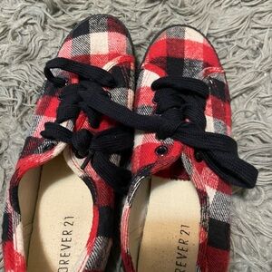 Forever 21 Red and Black Checkered Sneakers